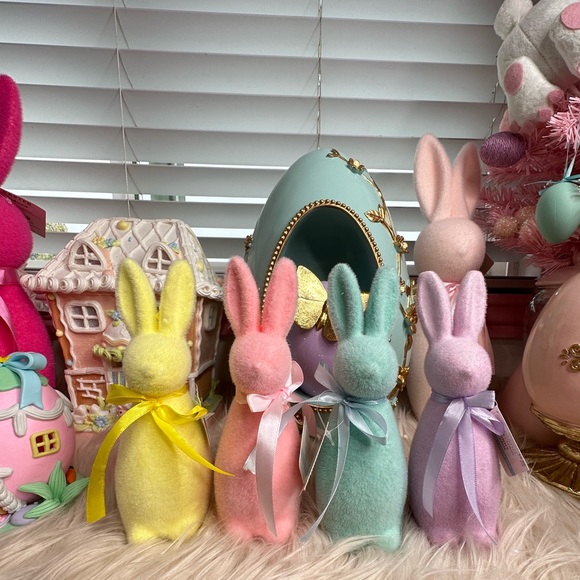 Ashland Holiday Easter Flocked Bunny Set Pastel Bunny 4 Poshmark